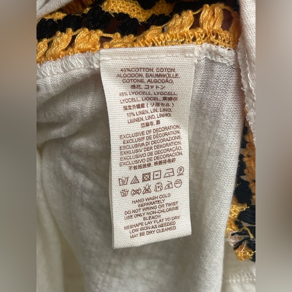 Free People Bora Bora Crochet Racerback Tank Top Cream Yellow Black size xs - Picture 7 of 15